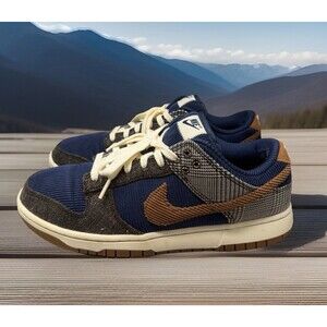 Nike Dunk Low PRM Midnight Navy Ale Brown "Tweed Corduroy"  Shoes Men Size 9